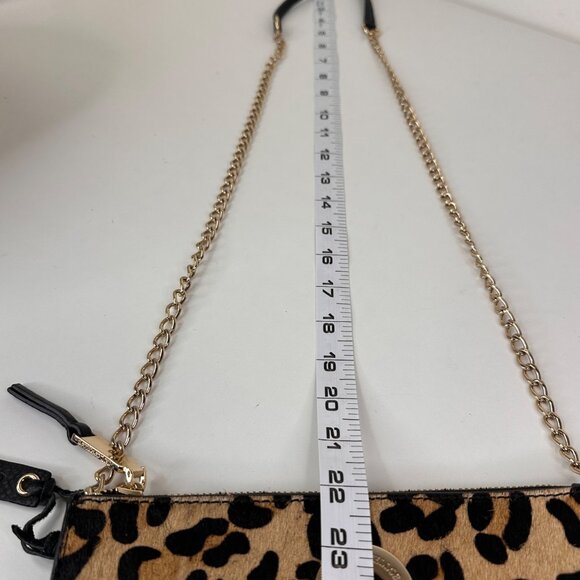 Paul Costelloe Leopard Print Leather Crossbody Bag With Gold Chain & Zipper Clos - Picture 6 of 11